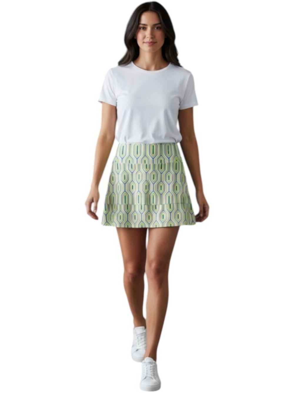 Sigrid Olsen Golf & Tennis Skort Size Small Geometric Print with Ruffles